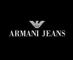 Armani jeans marque vêtements symbole logo blanc conception mode vecteur illustration avec noir Contexte