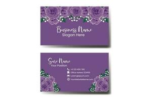 affaires carte modèle violet Rose fleur .double face violet couleurs. plat conception vecteur illustration. papeterie conception