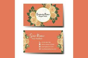 affaires carte modèle Orange dahlia fleur .double face Orange couleurs. plat conception vecteur illustration. papeterie conception