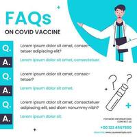 FAQ sur convoitise vaccin basé affiche conception avec médecin répondre des questions sur blanc Contexte. vecteur