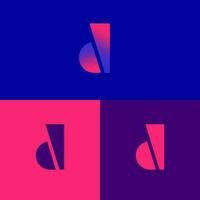 logo hurouf d, bergaya monogramme bewarna gradien merah - Biru vecteur