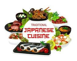 Japonais cuisine nationale nourriture vaisselle et repas vecteur