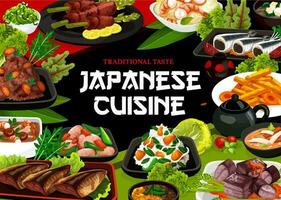 Japonais cuisine traditionnel plats, nourriture menu vecteur