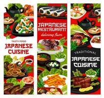 Japonais cuisine traditionnel nourriture, nationale vaisselle vecteur