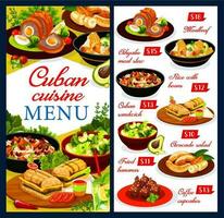 cubain cuisine restaurant vaisselle menu vecteur couverture