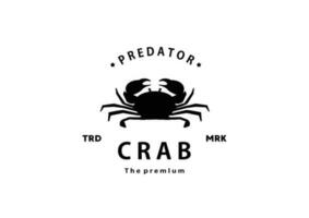 ancien rétro branché Crabe logo vecteur silhouette icône pour restaurant