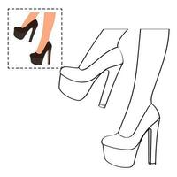 enfants coloration livre pour filles. femelle jambes dans une pose. des chaussures talons aiguilles, haute talons vecteur