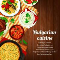 bulgare cuisine nourriture menu, vaisselle et repas vecteur