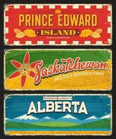 prince Edouard île, Saskatchewan, alberta assiettes vecteur