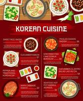 coréen nourriture menu, Corée cuisine restaurant vaisselle vecteur