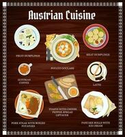 autrichien cuisine menu, vecteur nourriture et les boissons