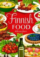 finlandais cuisine repas affiche, Finlande nourriture vaisselle vecteur