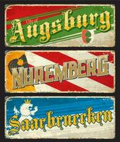 Augsbourg, Nuremberg, Sarrebruck Voyage assiettes vecteur