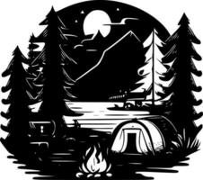 camping - minimaliste et plat logo - vecteur illustration