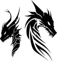 dragons, noir et blanc vecteur illustration