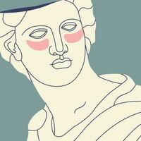 fragment de un ancien grec statue de une homme avec patchs en dessous de le sien yeux. antique sculpture avec moderne éléments. vecteur branché illustration.