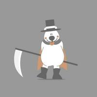 content Halloween avec polaire ours et faux, plat vecteur illustration dessin animé personnage conception