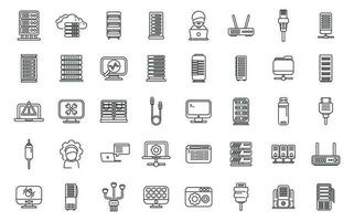 système administrateur Icônes ensemble contour vecteur. serveur Les données vecteur