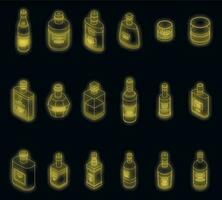icônes de bourbon définies vecteur néon