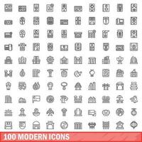 100 moderne Icônes ensemble, contour style vecteur