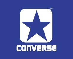 converser marque logo avec Nom blanc conception des chaussures symbole vecteur illustration avec bleu Contexte