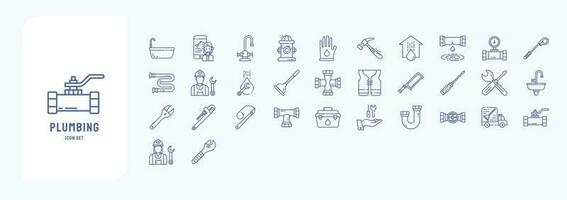 collection de Icônes en relation à plomberie, comprenant Icônes comme client, Feu bouche d'incendie, eau, mètre et plus vecteur