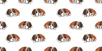 vecteur dessin animé en train de dormir Saint Bernard chien sans couture modèle Contexte