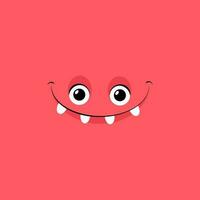 carré visage de une rouge monstre avec les dents et une sourire vecteur