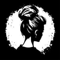 désordonné chignon, noir et blanc vecteur illustration