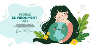 plat vecteur conception monde environnement journée 5 juin aller vert enregistrer le Terre