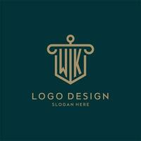 semaine monogramme initiale logo conception avec bouclier et pilier forme style vecteur