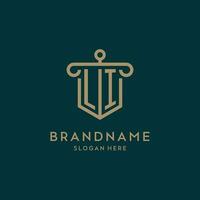 li monogramme initiale logo conception avec bouclier et pilier forme style vecteur