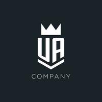 ua logo avec bouclier et couronne, initiale monogramme logo conception vecteur