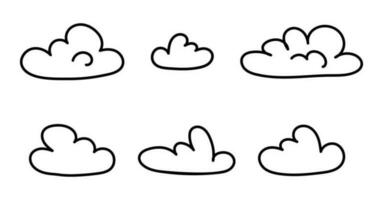 ensemble de griffonnage ligne des nuages vecteur illustration