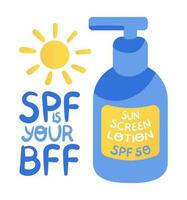 spf est votre bff affiche vecteur illustration