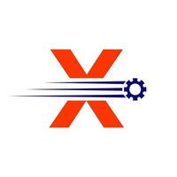initiale lettre X équipement roue dentée logo. automobile industriel icône, équipement logo, voiture réparation symbole vecteur