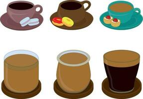 café les types dans tasses et des lunettes collection vecteur illustration