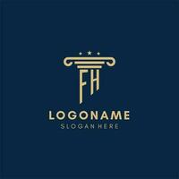 fh monogramme initiale logo avec pilier et étoiles, meilleur conception pour légal raffermir vecteur