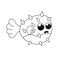mignonne bouffi poisson mer la vie vecteur icône illustration. plat dessin animé style. animal la nature icône concept gratuit vecteur