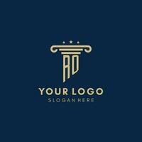 ro monogramme initiale logo avec pilier et étoiles, meilleur conception pour légal raffermir vecteur