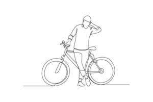 Célibataire un ligne dessin monde vélo journée sur juin 3. monde vélo journée concept. continu ligne dessiner conception graphique vecteur illustration.