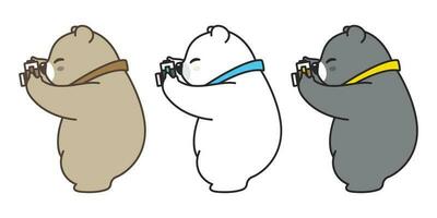 ours vecteur logo icône polaire ours personnage dessin animé Panda illustration caméra griffonnage