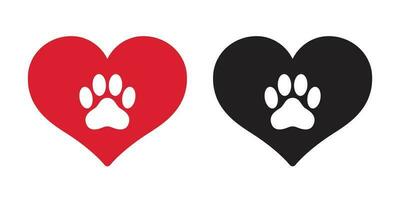 chien patte vecteur icône cœur logo symbole français bouledogue Valentin dessin animé illustration agrafe art graphique Facile