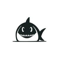 noir blanc de base logo avec une agréable de bonne humeur requin. vecteur