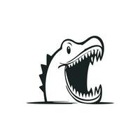 noir et blanc minimaliste logo avec mignonne de bonne humeur crocodile. vecteur