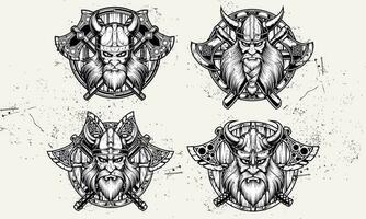 une viking conception est audacieux et puissant, avec symboles un axes, et Boucliers, évoquant le esprit de le sans peur guerriers et conquérir vecteur