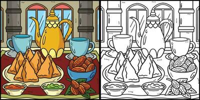 Ramadan sambuse, Rendez-vous et thé illustration vecteur