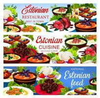 estonien repas, Estonie cuisine vecteur bannières