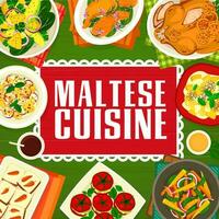 maltais cuisine dessin animé vecteur affiche, Malte repas