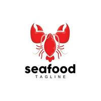 Homard logo, Facile minimaliste conception, crevettes Fruit de mer nourriture vecteur, illustration symbole icône vecteur